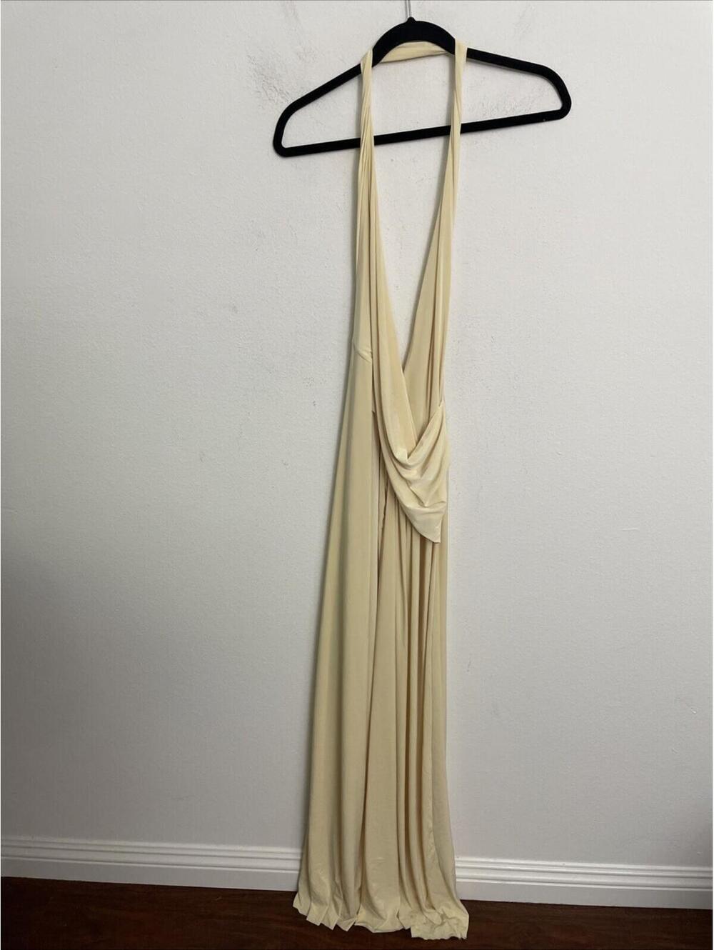 Natalie Rolt Winona Gown  lemon High side slit size S NWT $580msrp - Picture 8 of 8